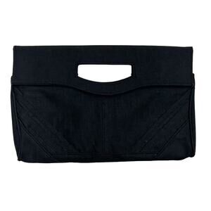 Bag World Vintage Purse Clutch Handbag Black Fabric Handle
